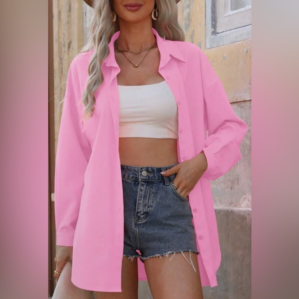 Vibrant Pink Button-Up Shirt